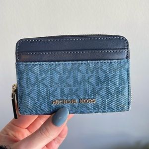 Michael Kors Small Denim Logo and Leather Wallet